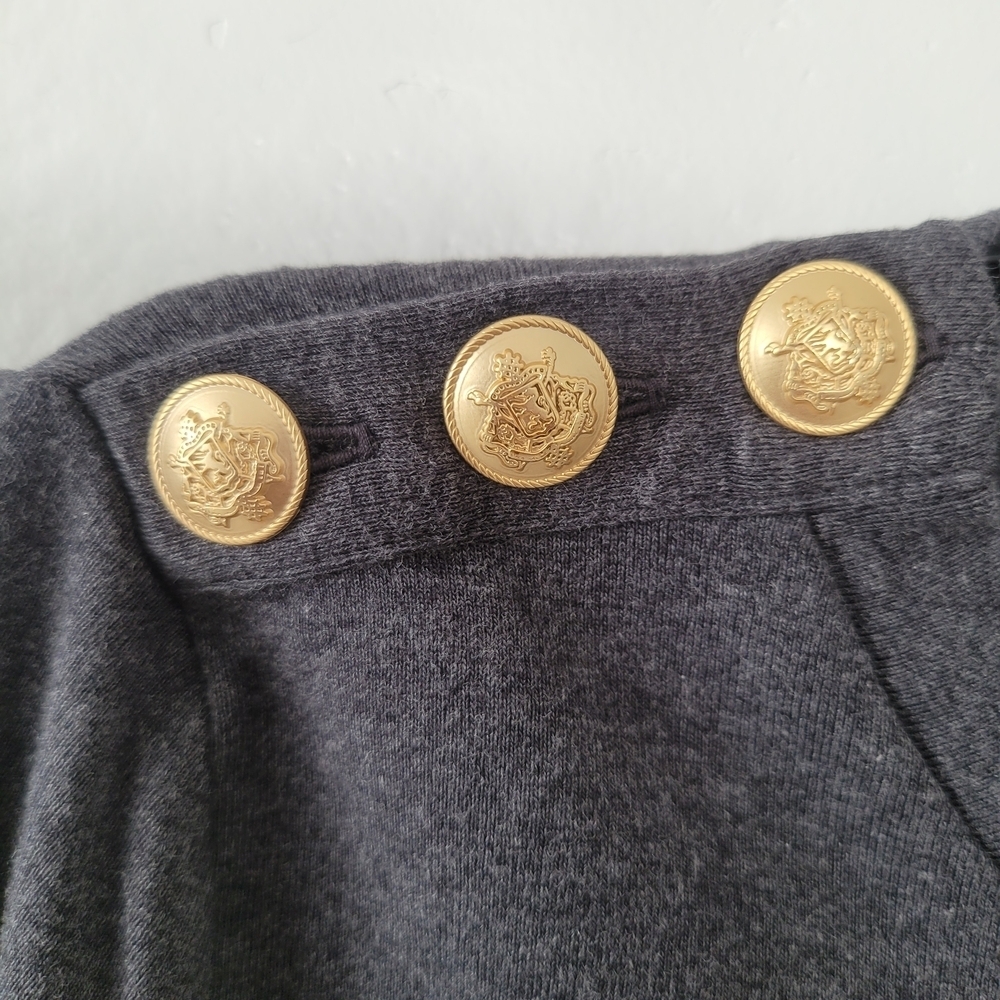 J. Crew Dark Gray Long Sleeve Top with Gold Accents - Picture 5 of 11
